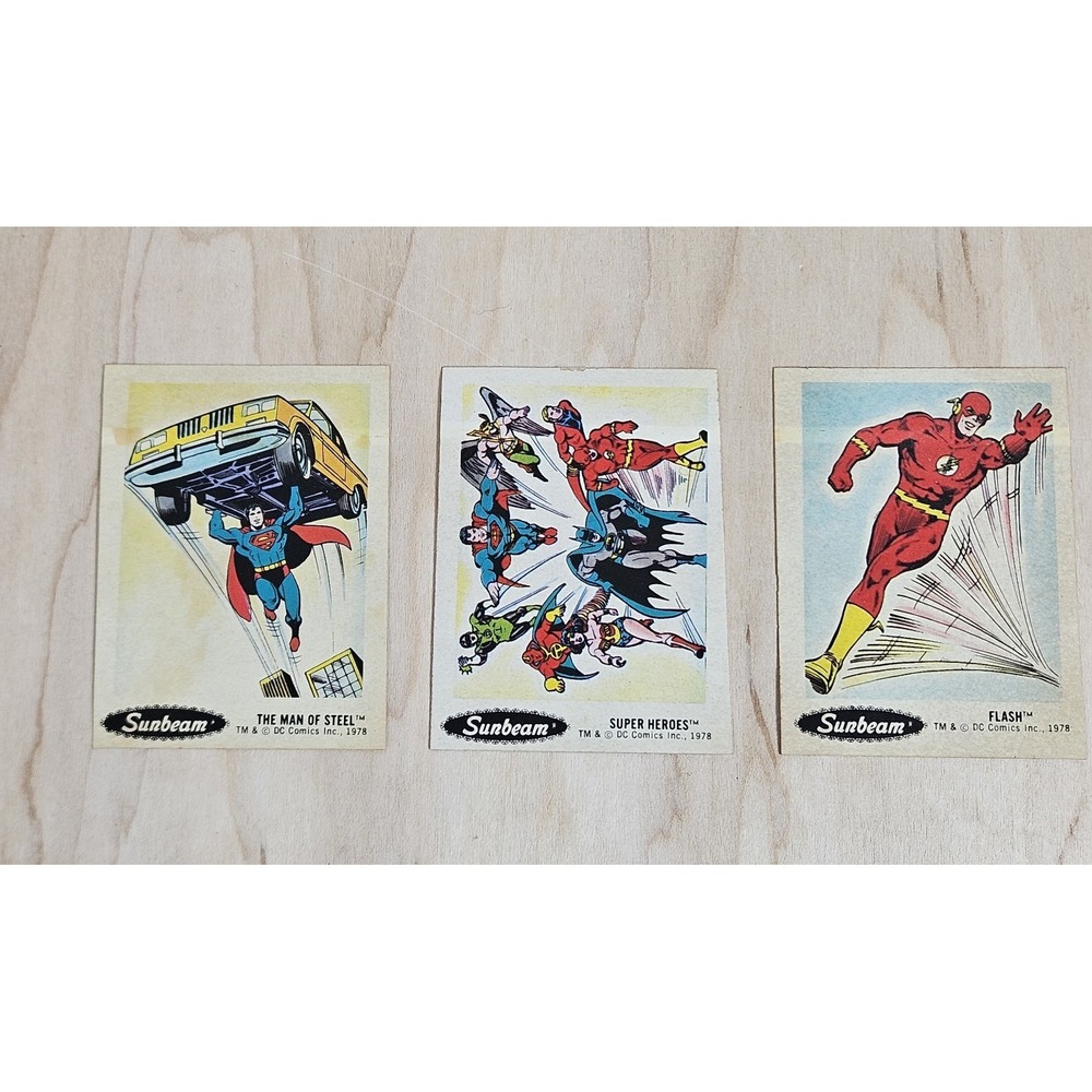 Vintage 1978 DC Comics Sunbeam Stickers Superman Flash Lot 3 Rare
